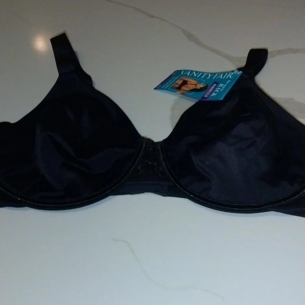 Vanity Fair Back‎ Smoothing Minimizer Bra black Sz 38DD